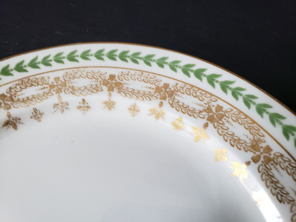JP Limoges France Gold Trim Green Laurel 6-1/4" Bread/Butter Plate (588)