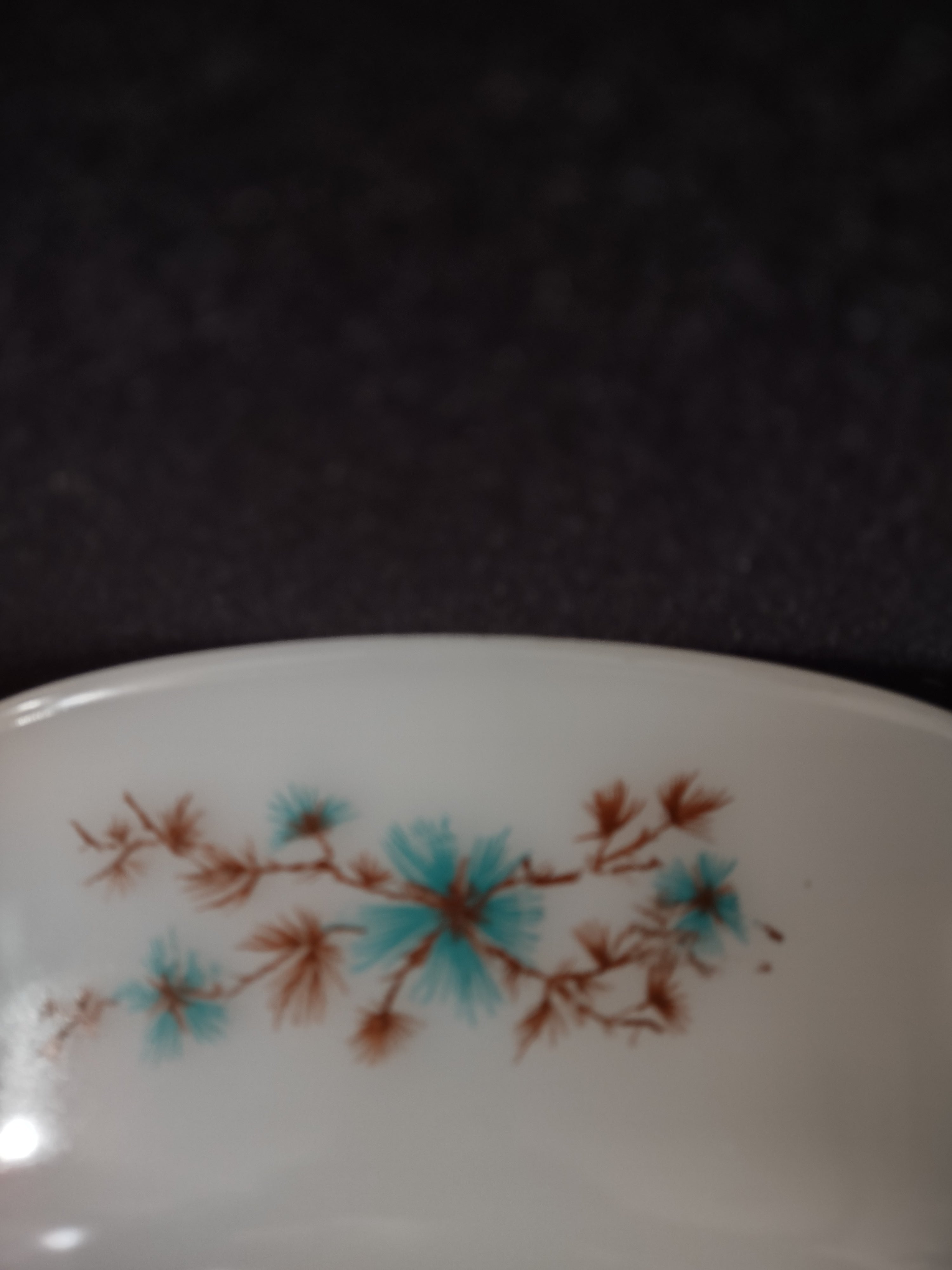 Vintage Glasbake Casserole Frost Pine Turquoise Brown IMPERFECT (Lot 5200)