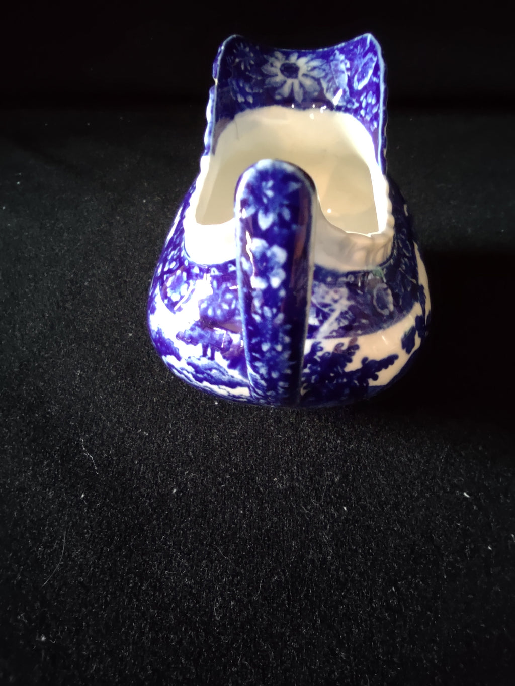 Vintage Yorkville Flow Blue Gravy Boat Creamer CHIP ON RIM (Lot 5568)