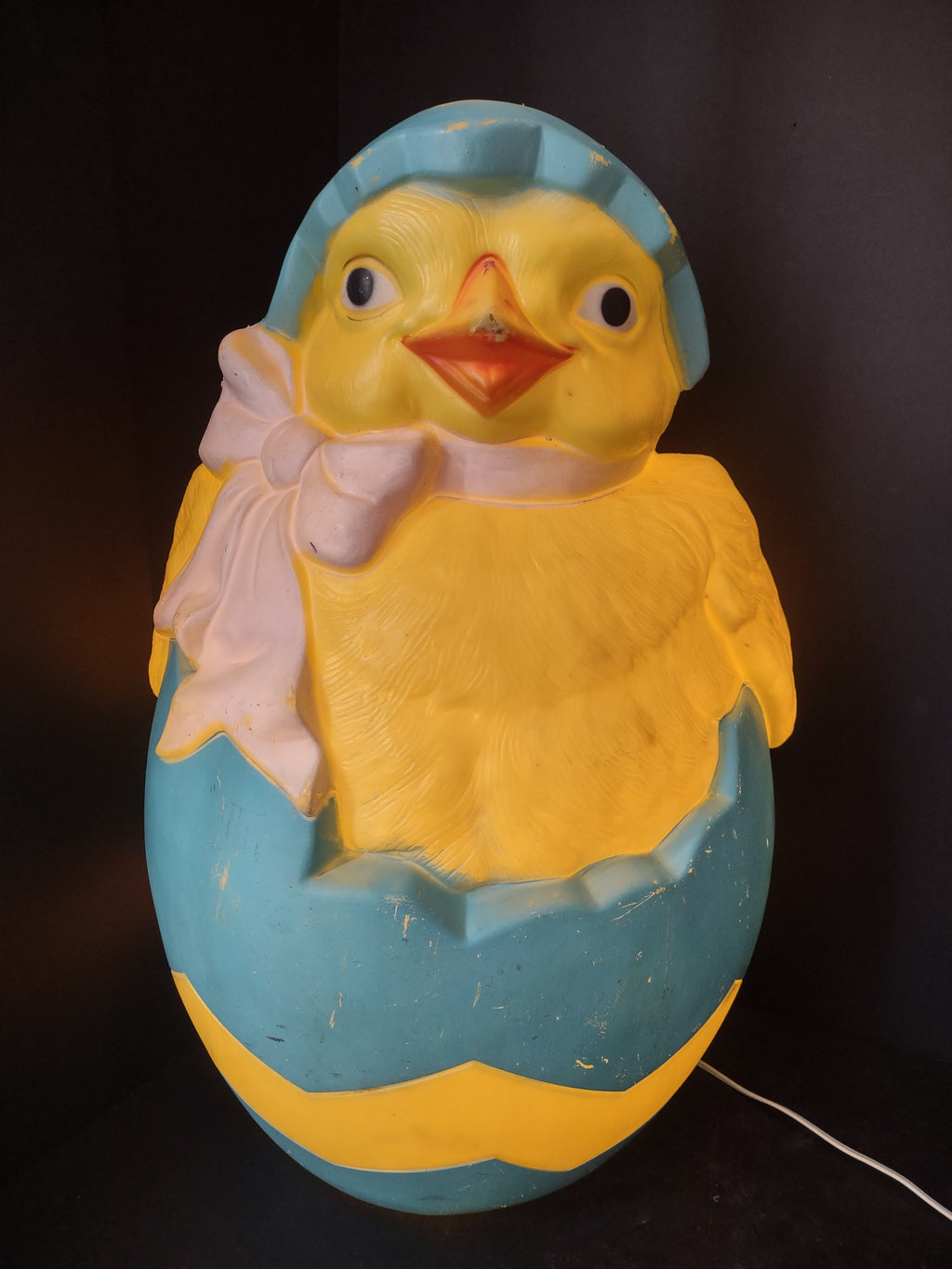 Vintage Easter Chick in Egg Lighted Blow Mold 22” Damaged Nose (lot 2542c)