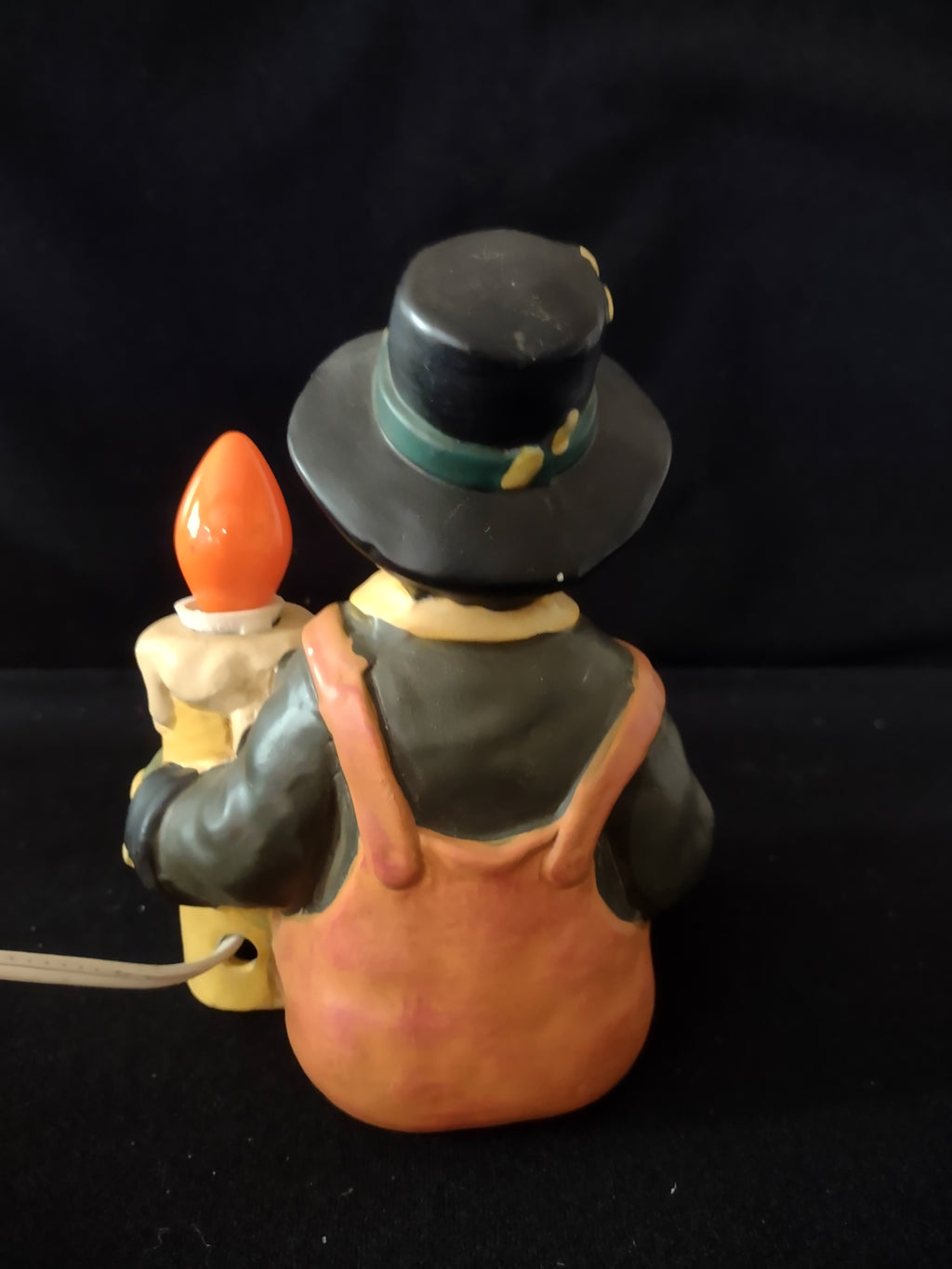 Thanksgiving Lighted Ceramic 6" Seated Scarecrow With Turkey (Lot 3147)