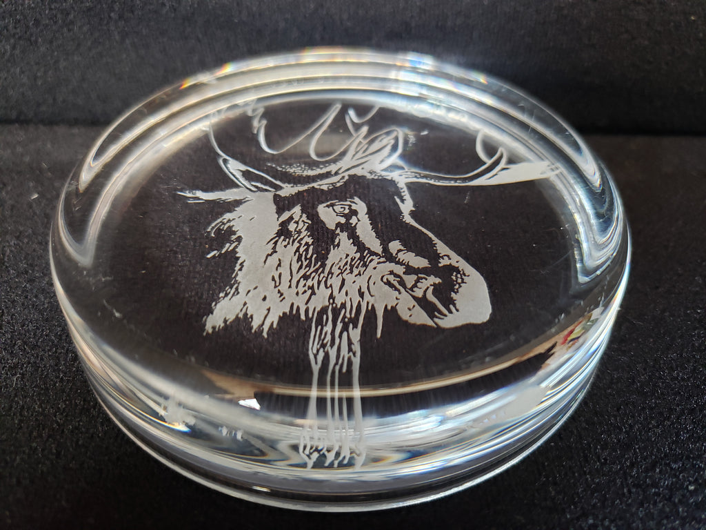 Moose Coaster Paper Weight Glass 3-3/8" (lot 2221)