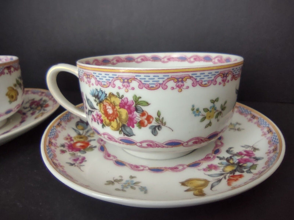 GDA Limoges France Wright Tyndale Van Roden 4 x Teacup & Saucer Pink (lot 739)