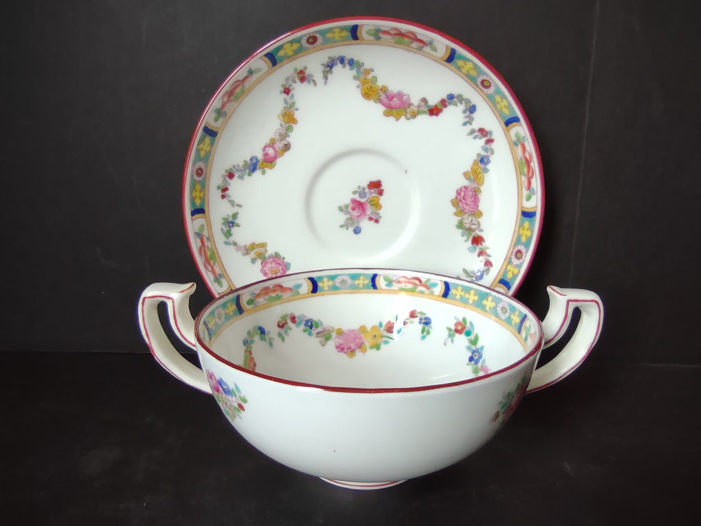 Vintage Minton Rose Garland Swag Boullion Saucer Bone China England (lot 5479)