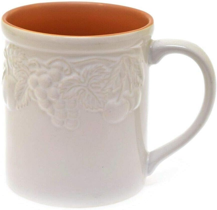 Japan Crown Corning Sonora White Terracotta Embossed Fruit Grape Cherry Mug