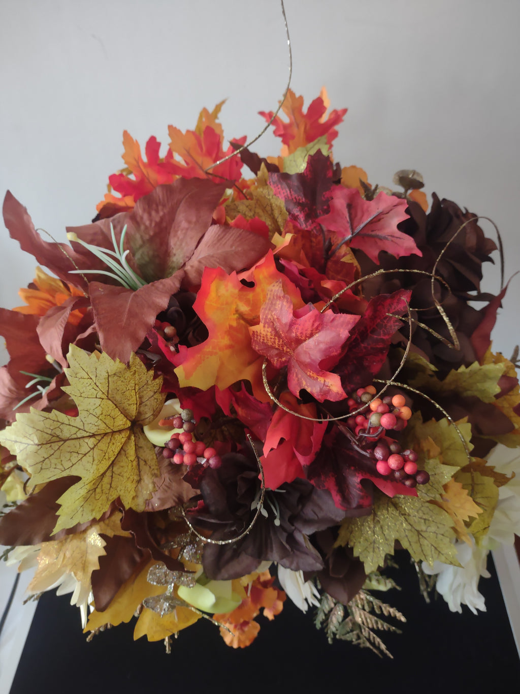 Thanksgiving/Fall Artificial Flower Centerpiece Hurricane Shaped Vase(Lot 3369)