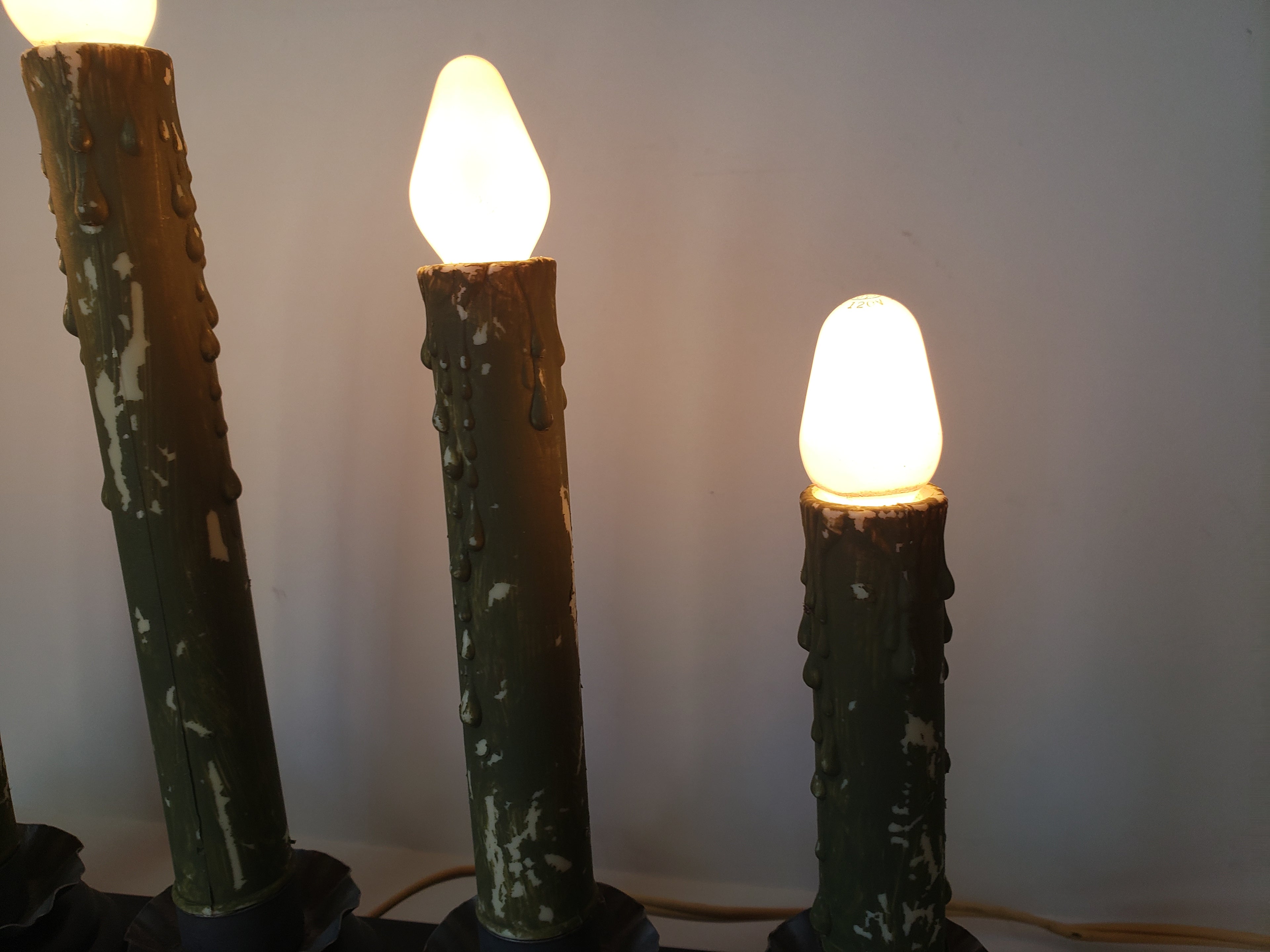 Christmas Window 5 Candle Drip White Lights Candelabra Candolier (lot 2307)
