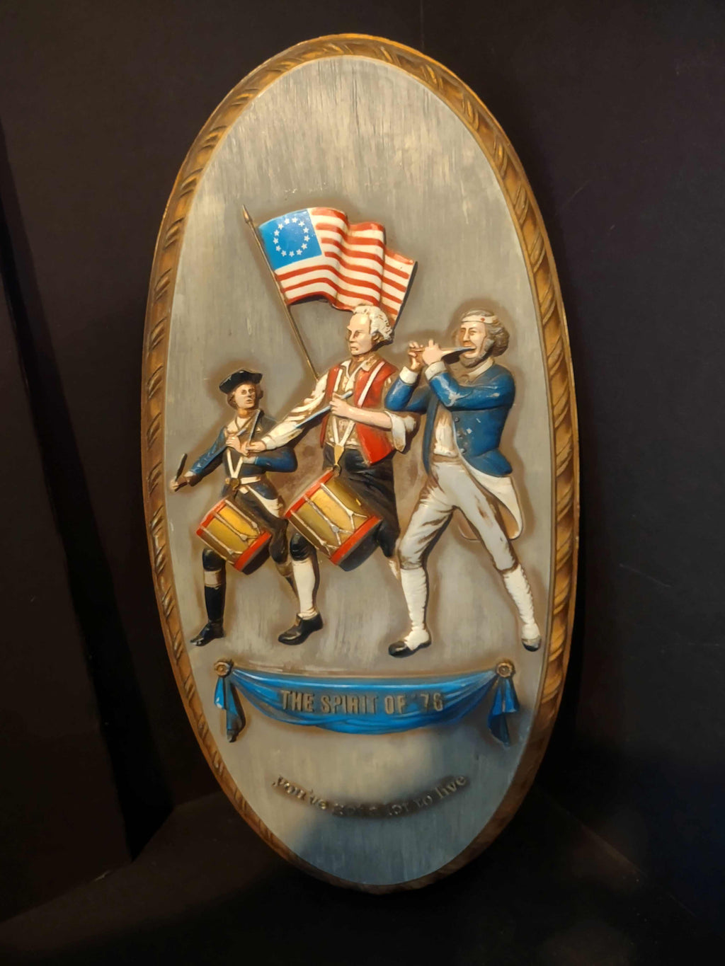 Vintage Americana Bicentennial Wall Plaque Embosograph Display (lot 2639c)