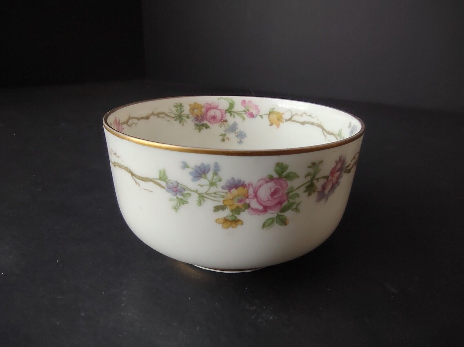Vintage GDA Limoges Gold Trim Teacup ONLY Summer Flower Garland (lot 693)