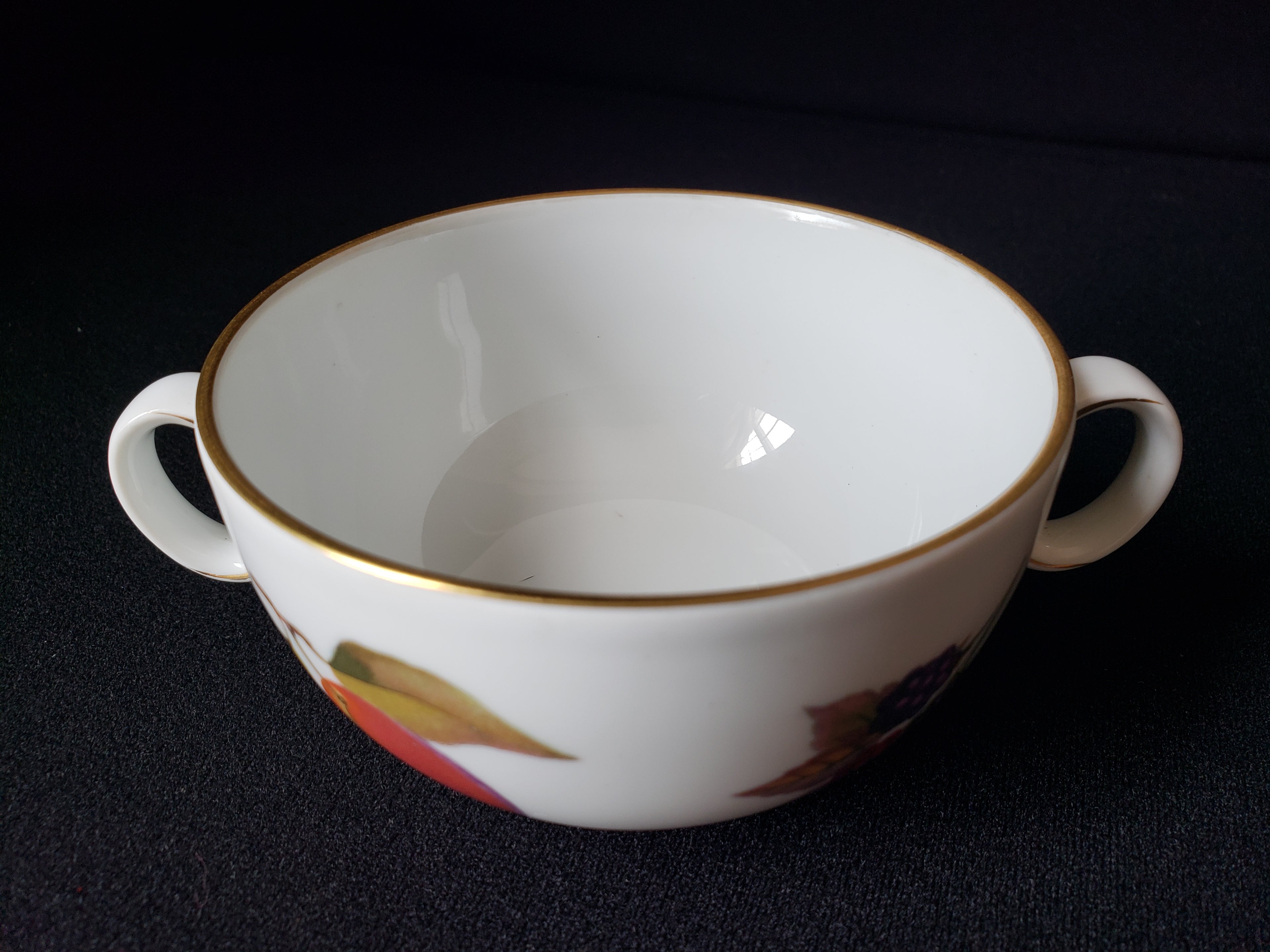 Vintage Royal Worcester Evesham Two Handle Bouillon Cup with Saucer (lot 2079)