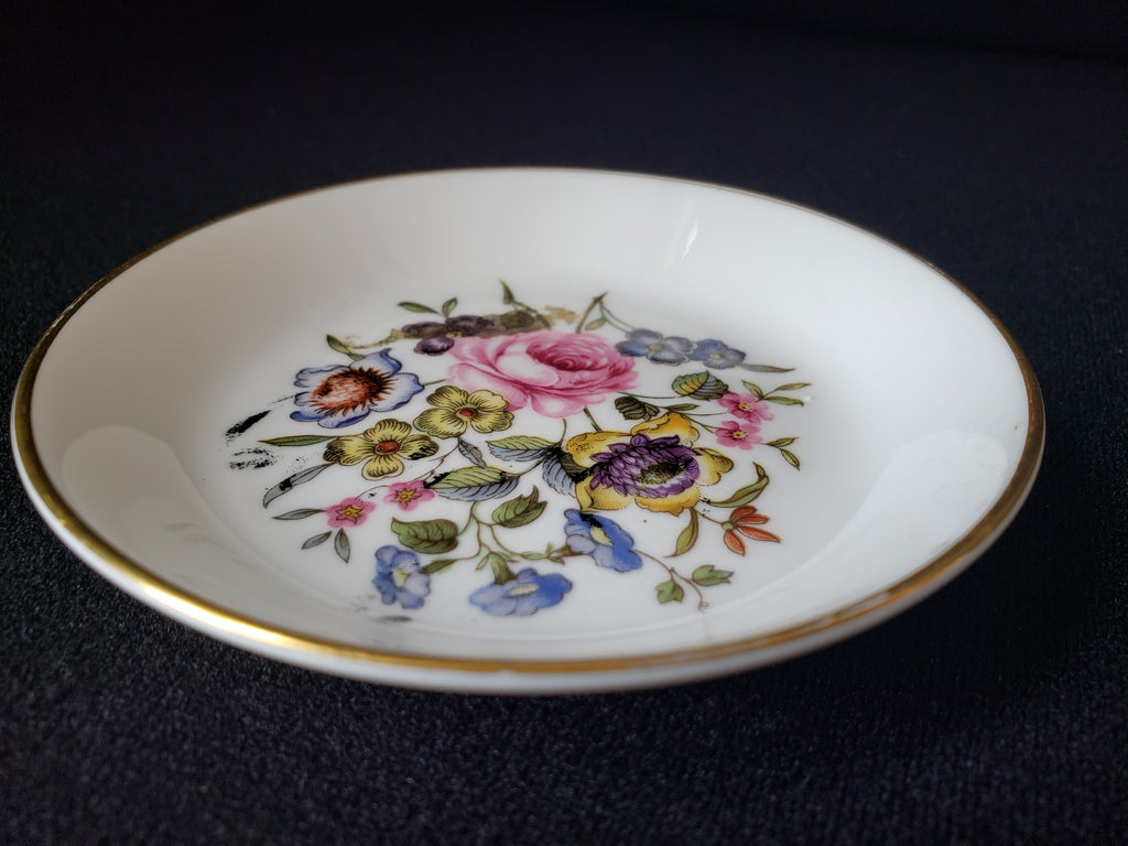 Vintage Royal Worcester Flower Roses Design Coaster Small Dish 4" (lot 2065)