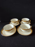 Vintage Johnson Brothers Teacup Saucer Pareek Gold Rimmed Set Of 4 (Lot 5548)