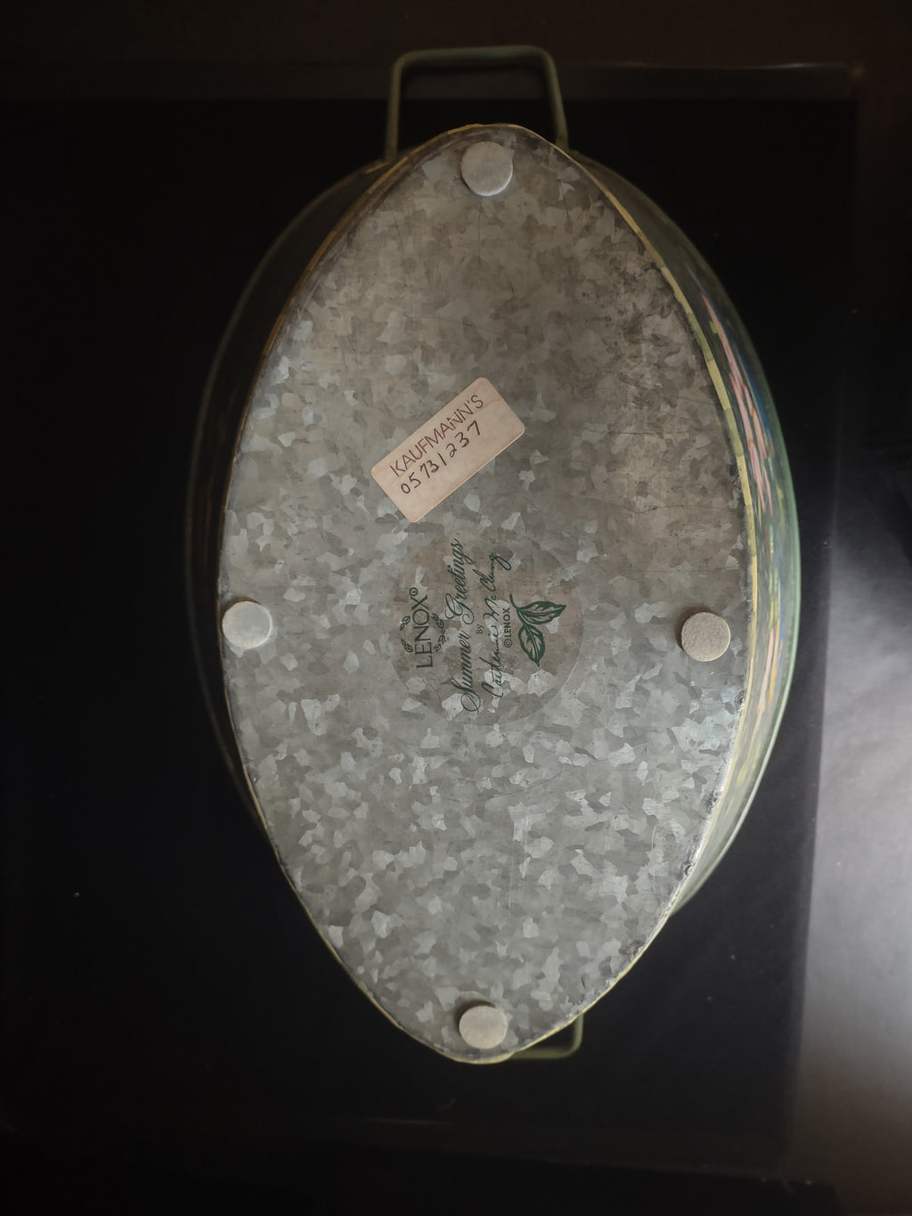 Lenox Summer Greetings Tin Metal Basin Birds Country Cottage (lot 1574)