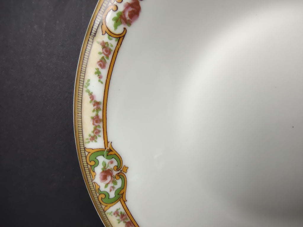 Haviland Limoges Cream Soup Plate 7-12" Gold Trim Rose French Chic (lot 990)