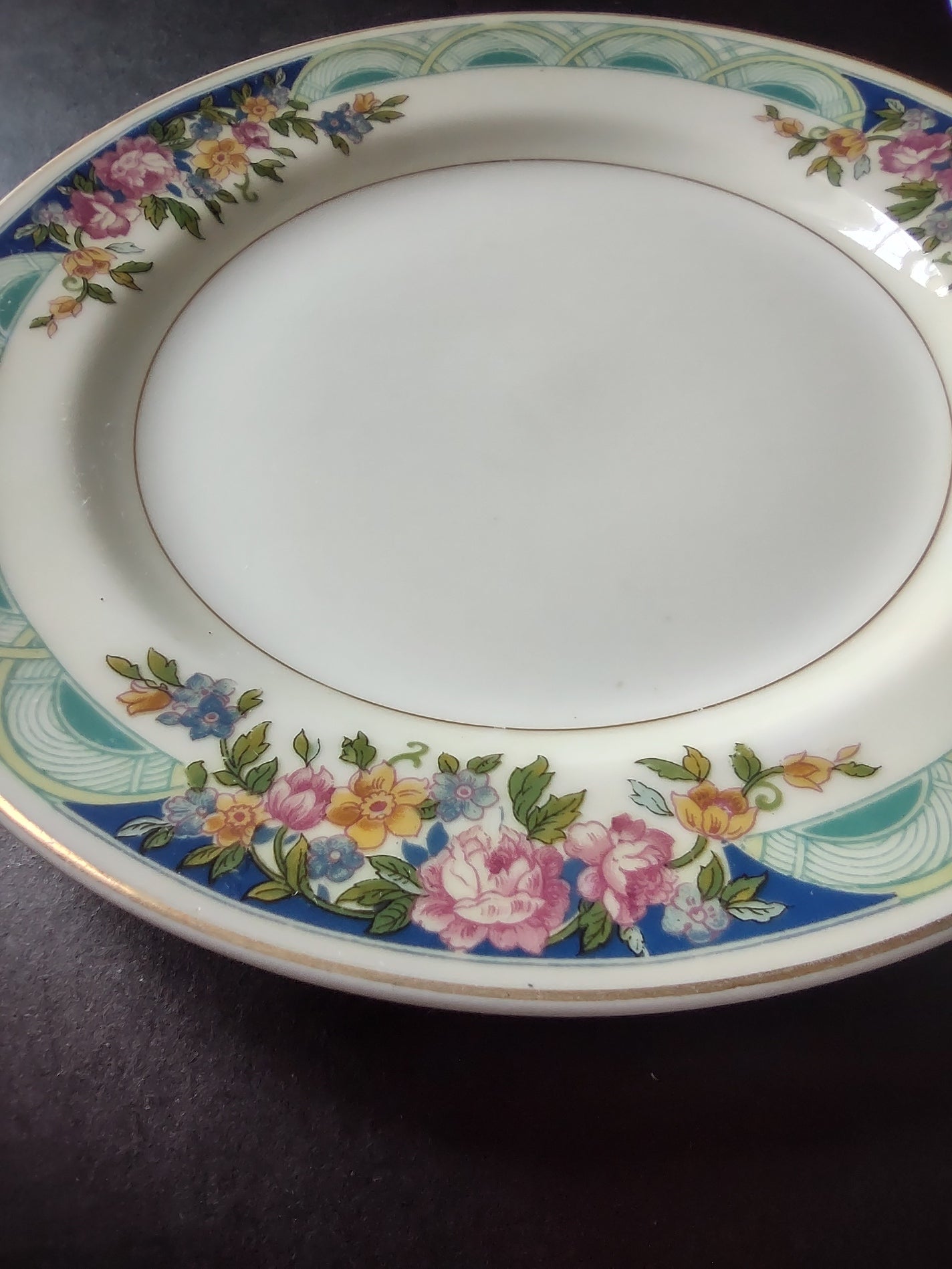 Haviland Limoges Massachusetts 3 x Bread/Butter Plate Blue Floral (lot 934)