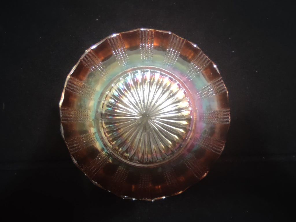 Vintage Collectible Carnival Glass Orange Amber Marigold Bowl 7-3/4" (lot 139)