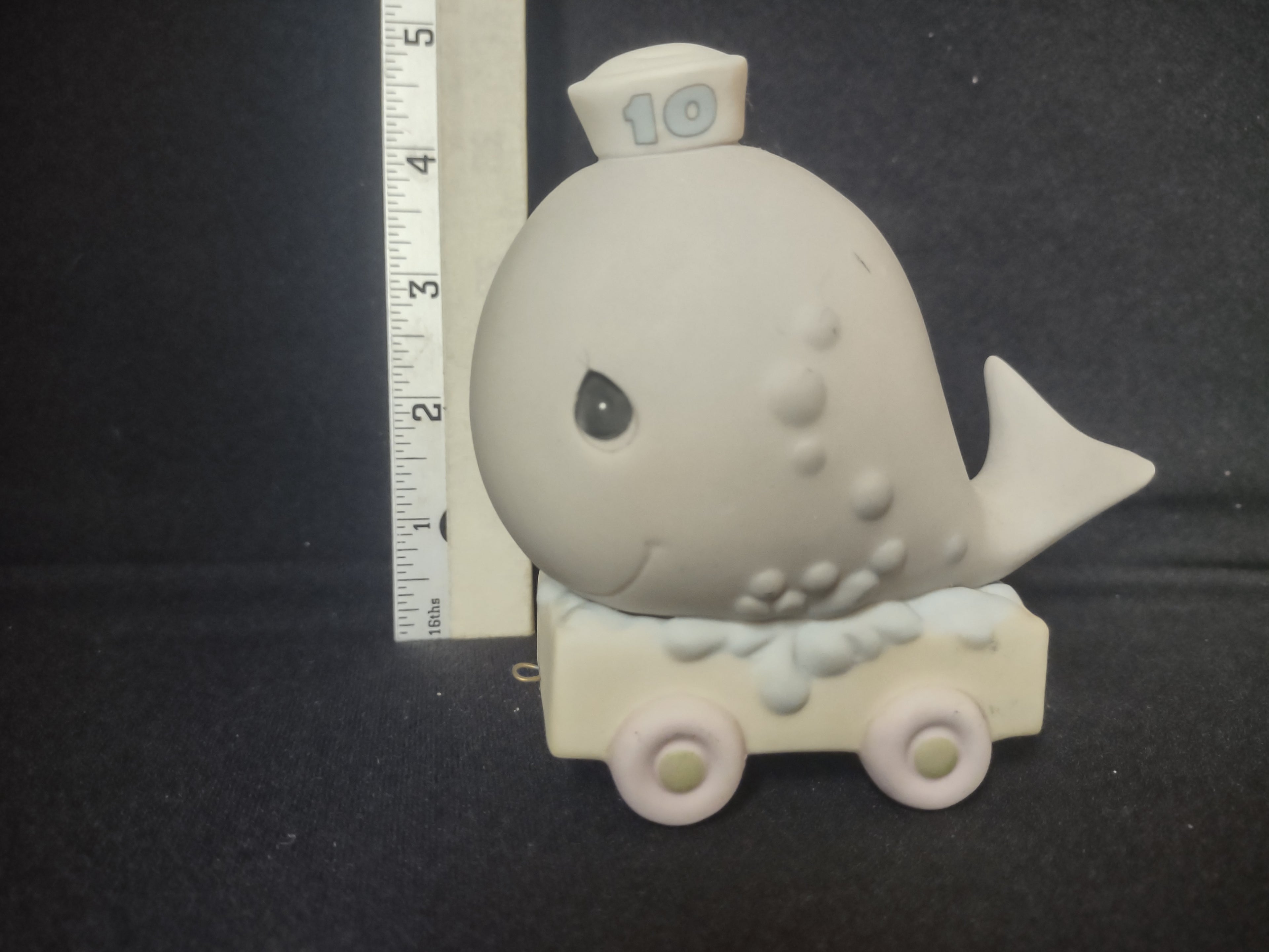 Precious Moments Birthday Train Year #10 Wale Porcelain (lot 2560c)