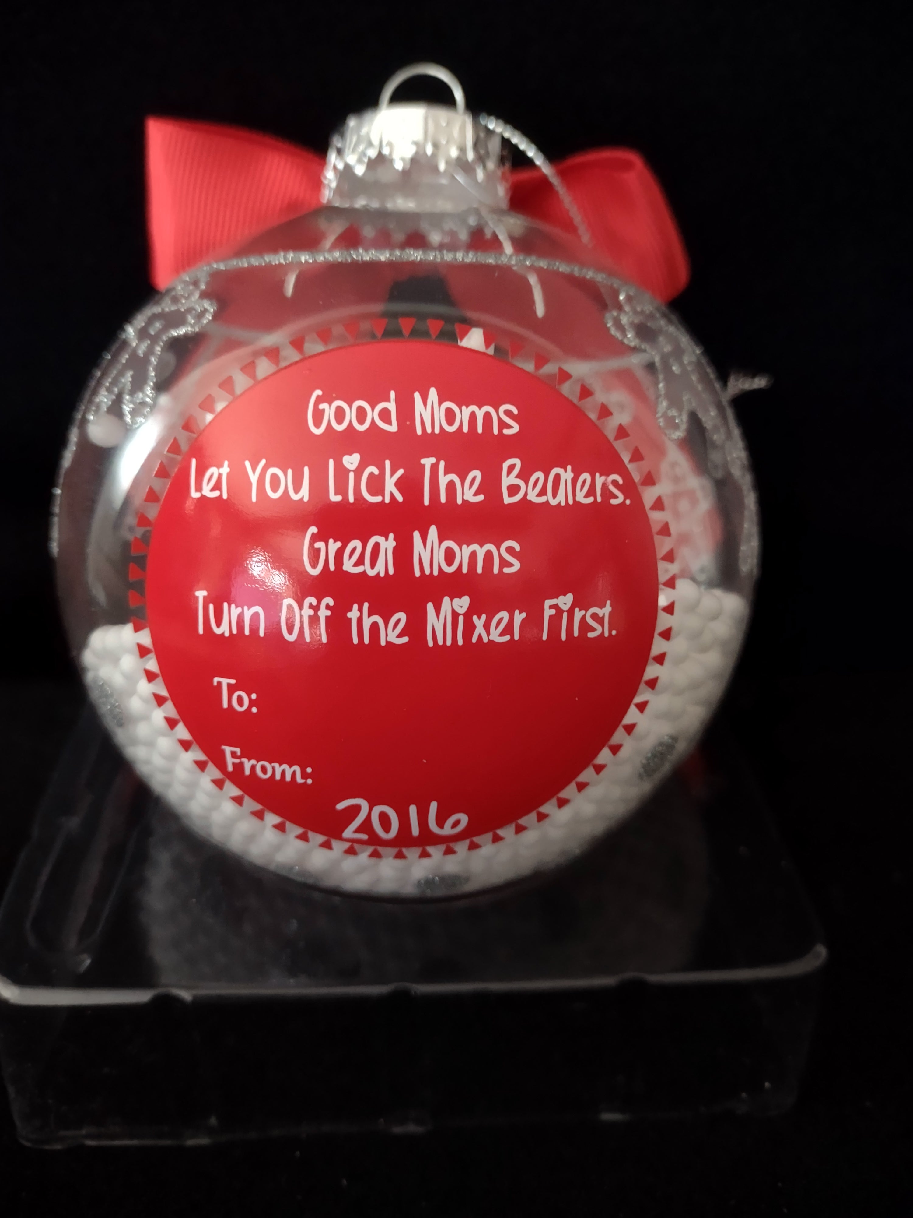 Christmas Personalize Mom Ornament Silver Gingerbread Red White (Lot 4163)