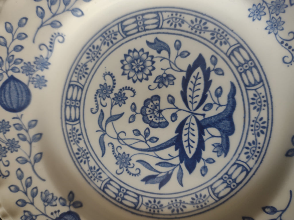 Vintage Enouch Blue Heritage Bread Butter Plate Ironstone England Set Of 3(5973)