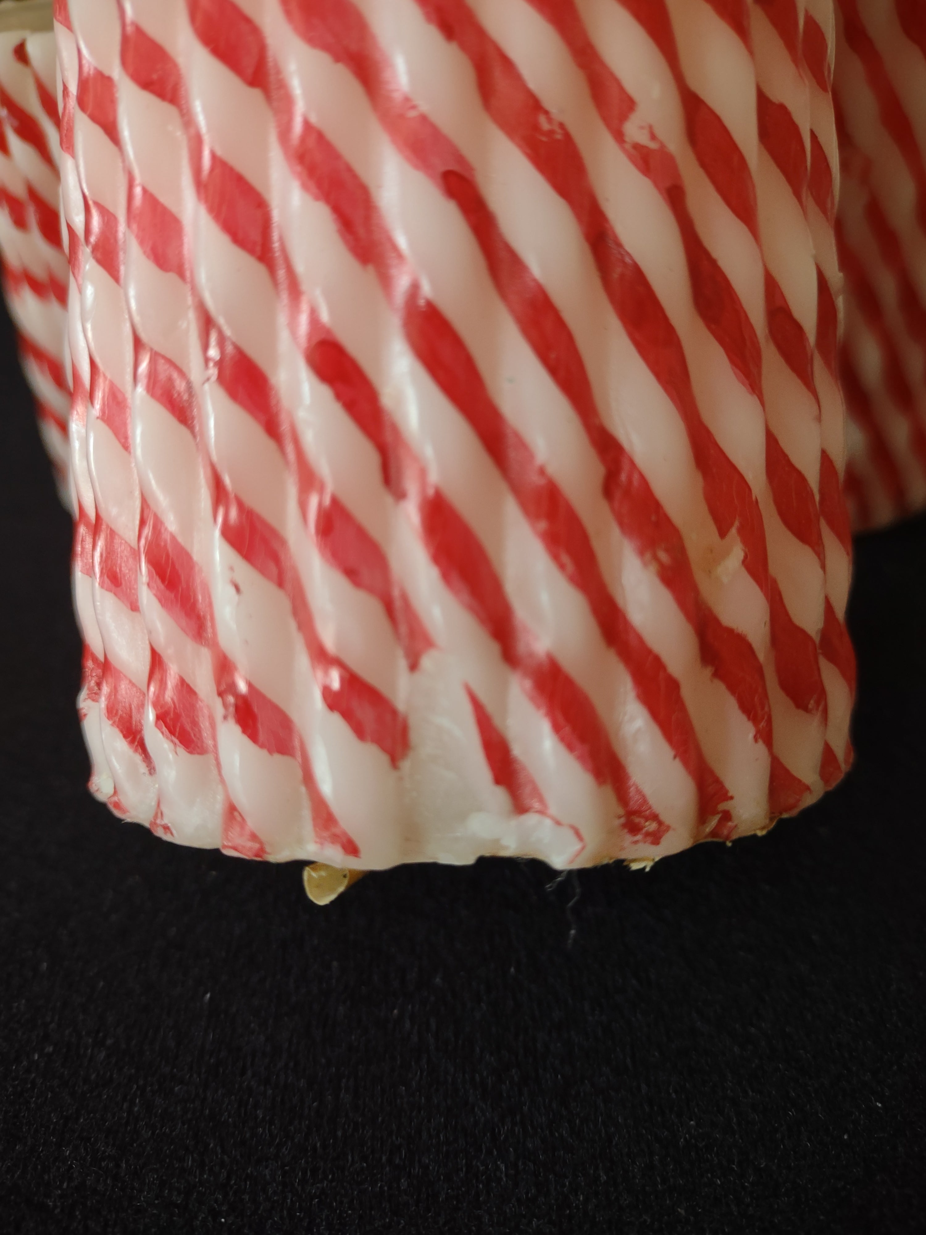 Christmas Holiday 3 Red White Striped Pillar Candles 6" 4" 3" (Lot 3925)