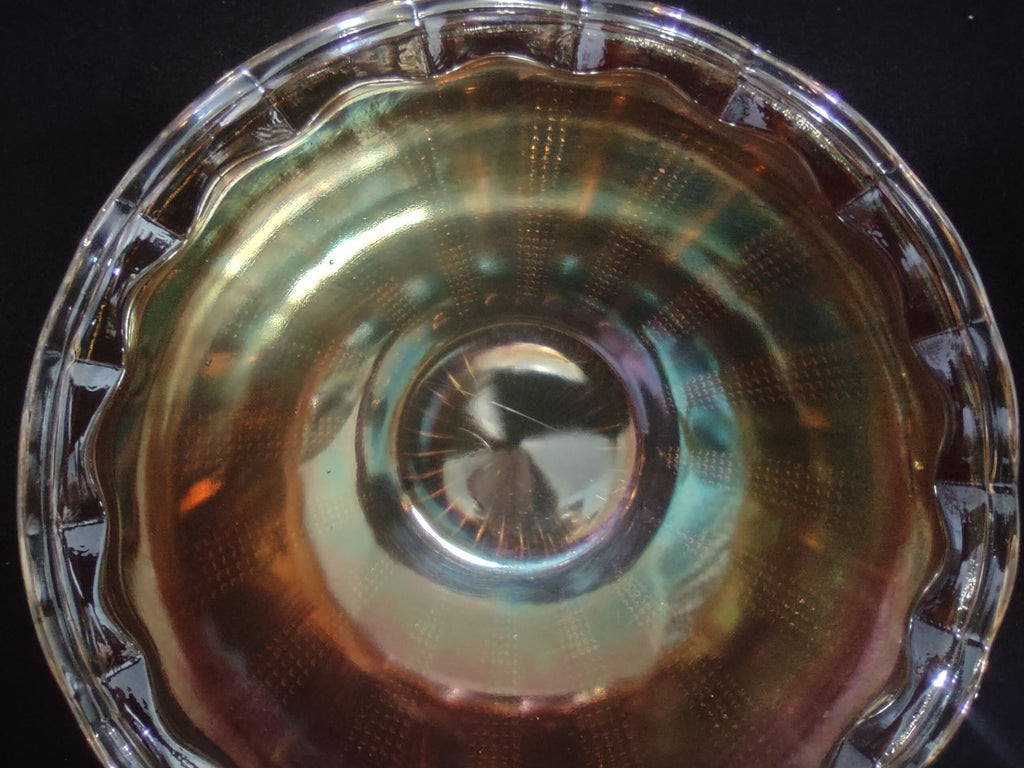 Vintage Collectible Carnival Glass Orange Amber Marigold Bowl 7-3/4" (lot 139)