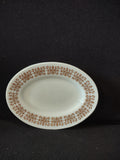 Vintage Pyrex Milk Glass USA Copper Filigree Small Serving Platter (lot 5211)