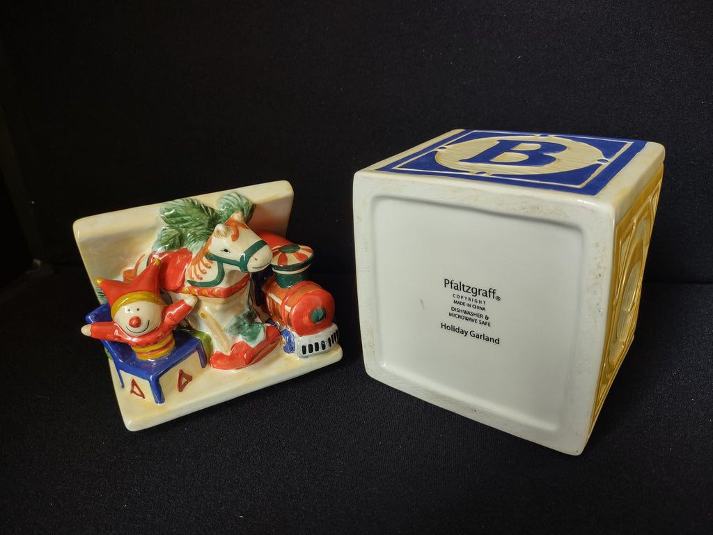 Christmas Pfaltzgraff ABC Block Candy Dish (lot 1518)