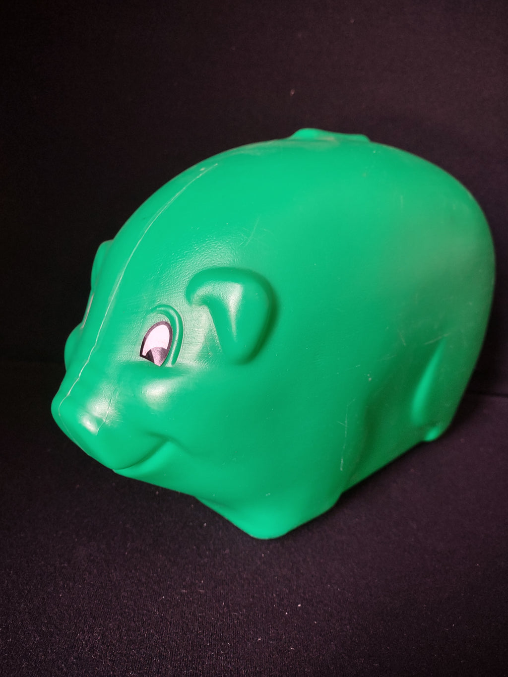 Vintage Blow Mold Green Pig Coin Piggy Bank Holds $800 Worth Quarters (lot 2677c