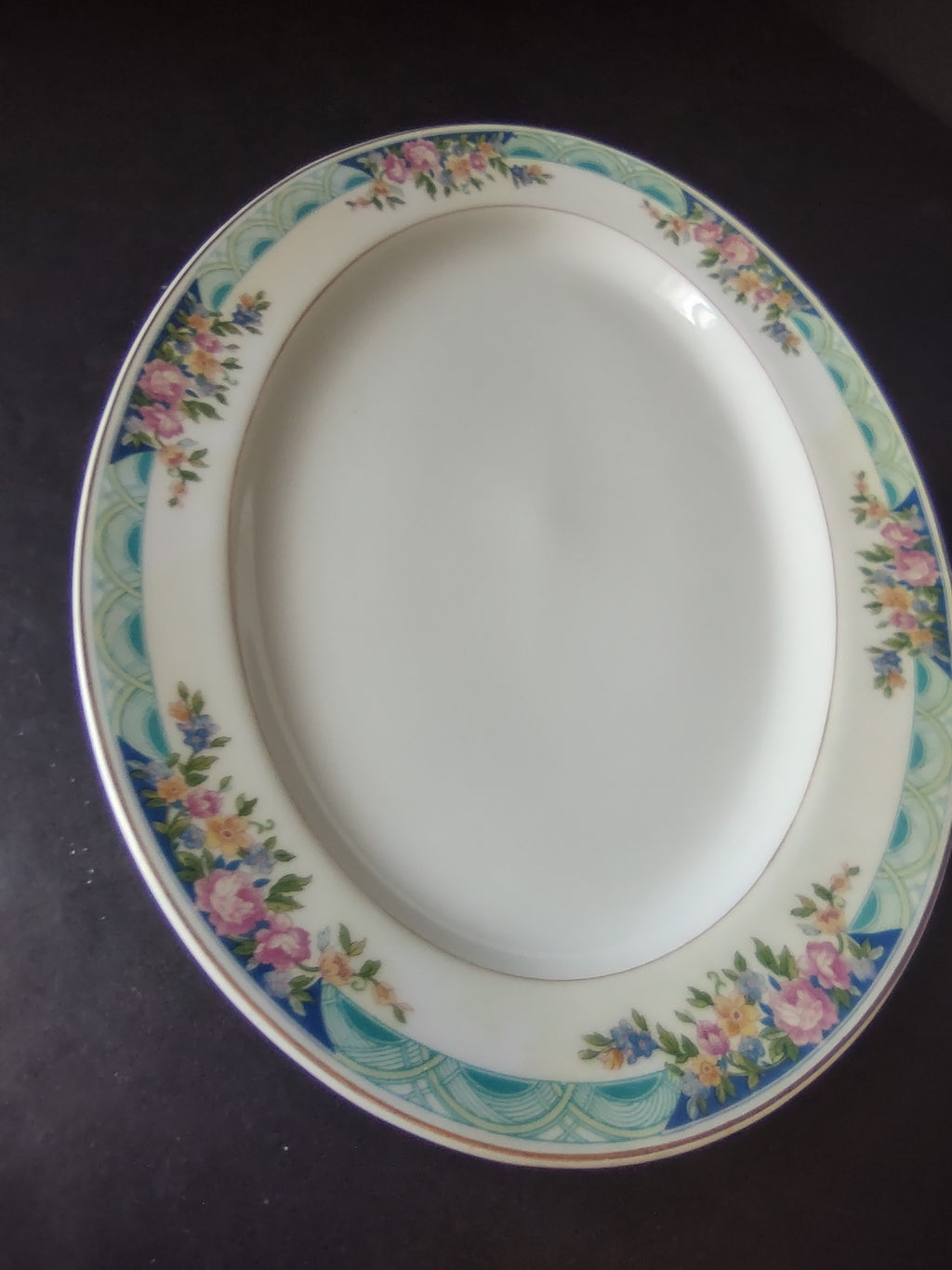 Haviland Limoges Massachusetts Tea Cup with Saucer Blue Floral (lot 937)