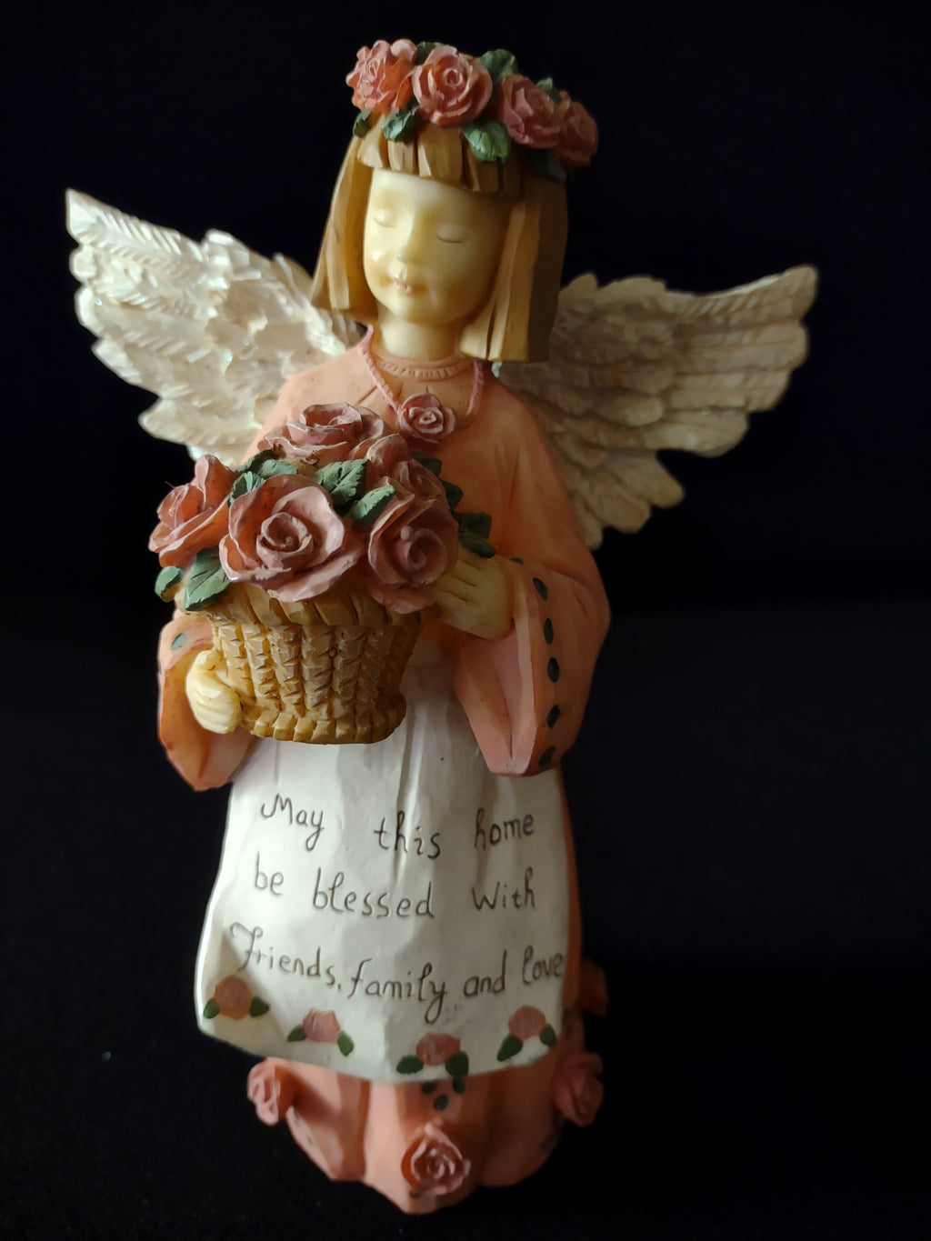 Vintage Crazy Mountain 7" Pink Angel with Roses Blessing Apron (Lot 4777)