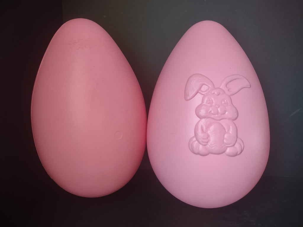 Vintage Blow Mold 2 x Easter Egg Pink 14"One has Embossed Bunny (lot 1475)