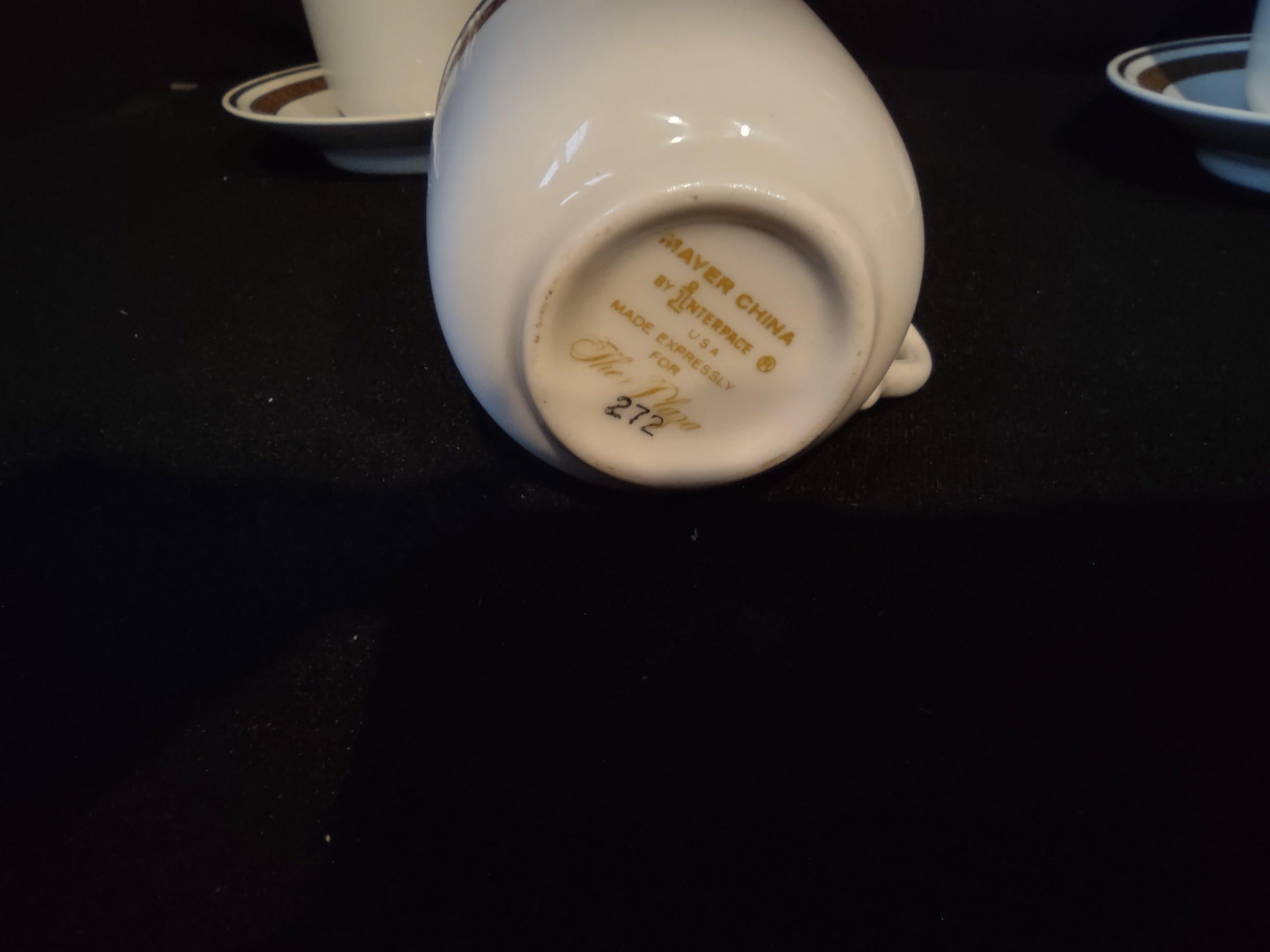 Set of 3 Demitasse Cup Espresso Mayer China Gold Band (lot 2781c)