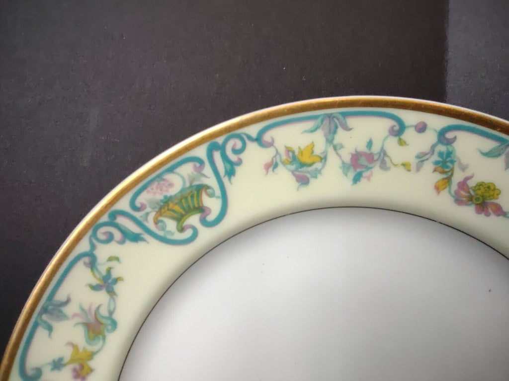 Haviland Limoges Blue Cream Yellow Flower Gold Trim Salad Plate 7-1/2" (lot 727)