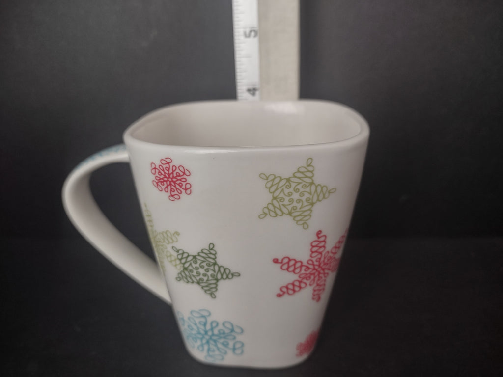 Christmas Snowflake Star Mugs 3 x Starbucks 2 Red Maroon Coffee Cup (lot 1216)