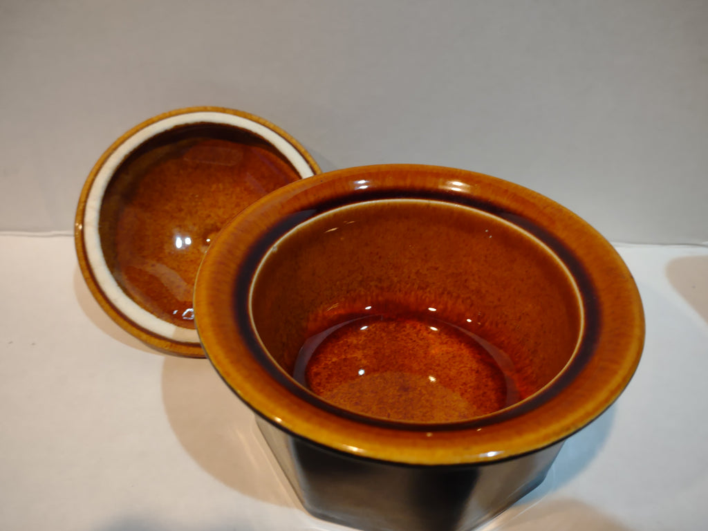 Vintage MCM Ironstone Amber Octagon Sugar Bowl Creamer Rustic USA (lot 5010)