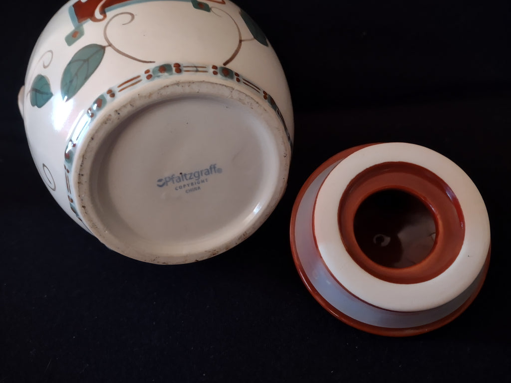 Vintage Pfaltzgraff USA Small Canister Cookie Jar Mission Flower (lot 5274)
