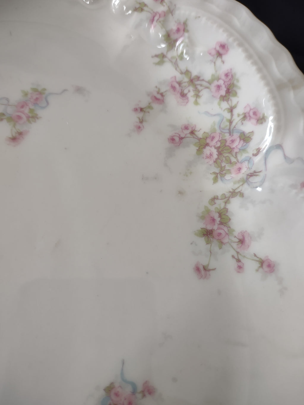 Antique Theodore Haviland Limoges Pink Floral Oval Serving Platter (Lot 3867)