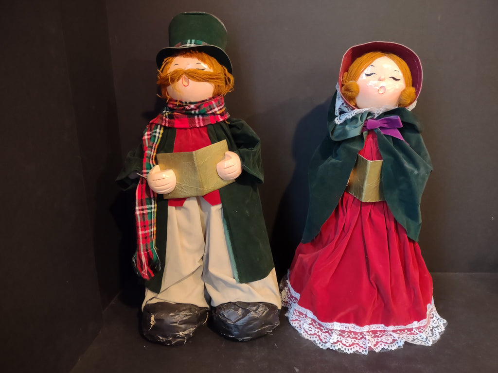 Vintage Christmas Carolers Paper Mache 22" IMPERFECT (lot 3316)