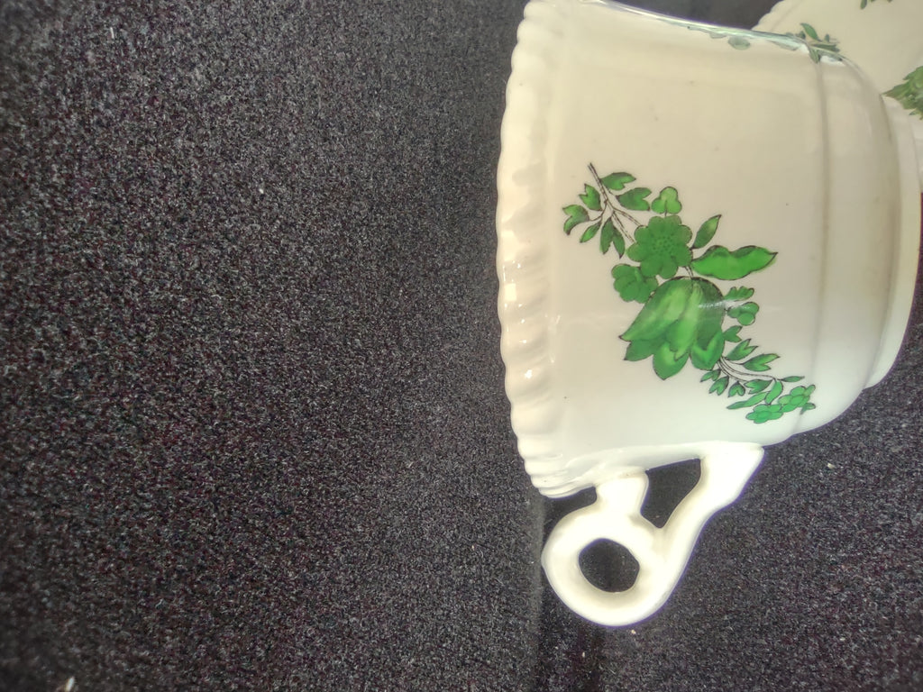 Vintage Spode Teacup Saucer Green Basket Ironstone English Countryside (Lot 5796