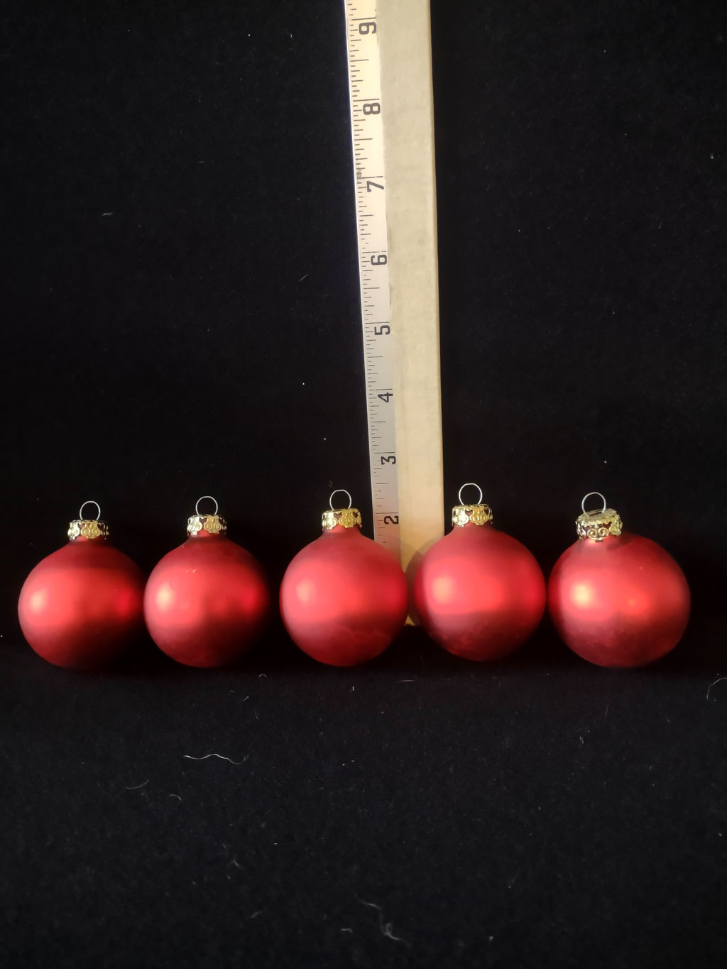 Vintage Christmas Glass Red Ornaments Made In Germany Set Of 5 (Lot 4647)