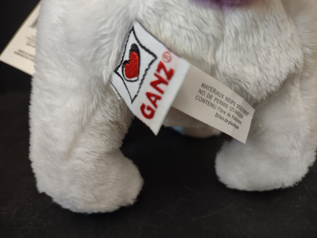 Ganz Pudding Pup New with Tag White Lavender Plush Dog (lot 3168j)