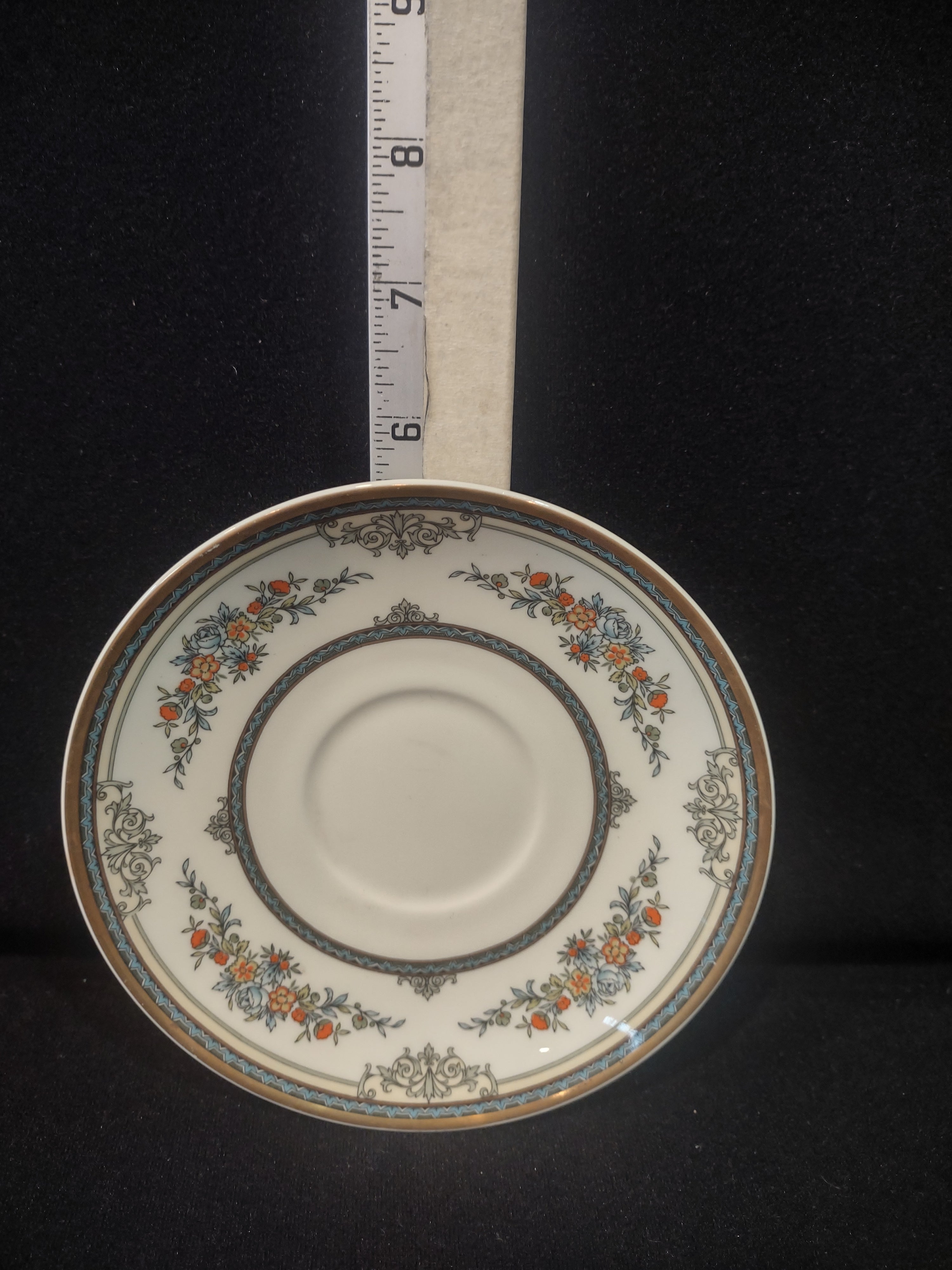 Vintage Minton Stanwood Saucer Bone China Blue Orange Green (Lot 5502)