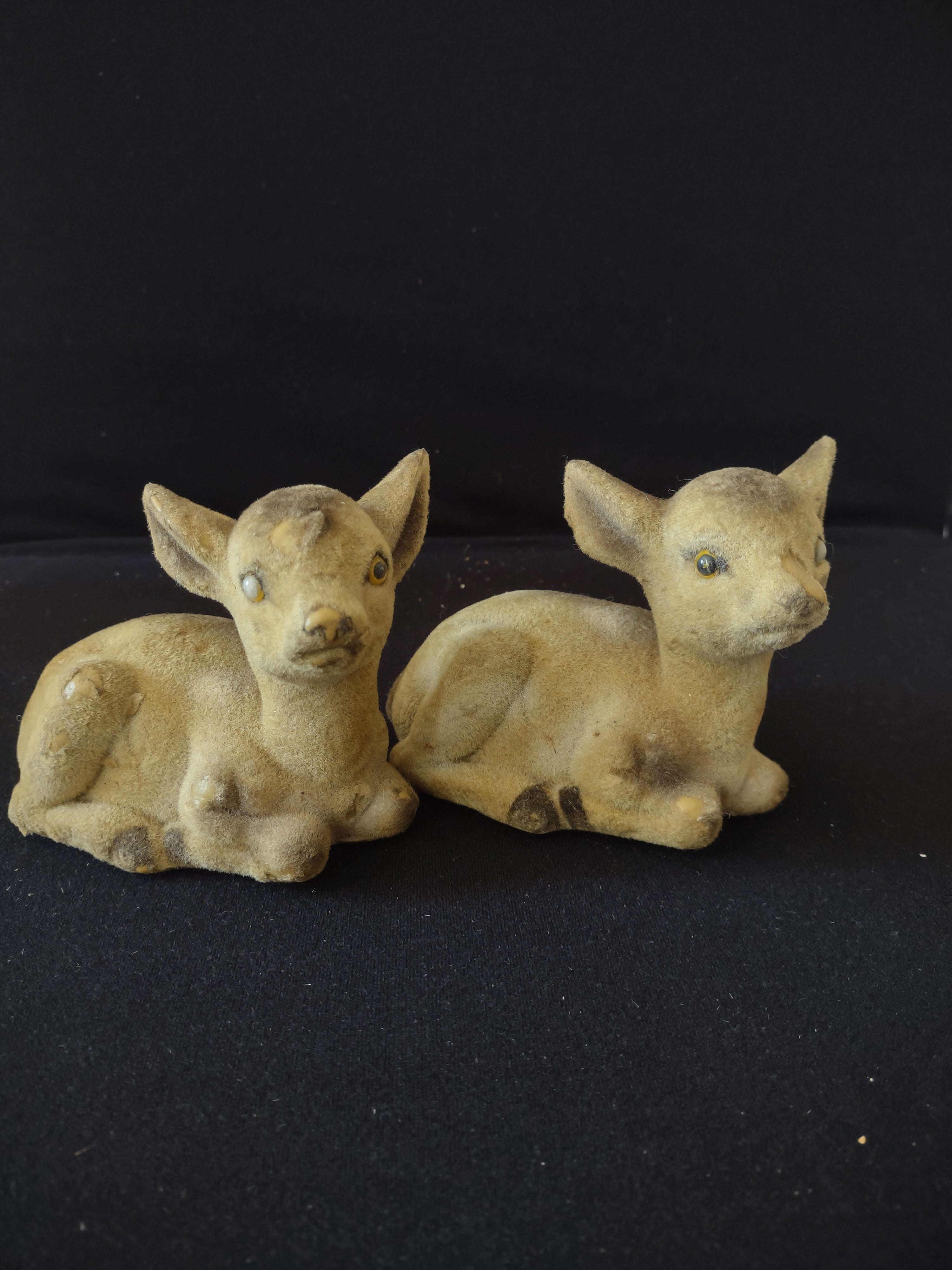 Vintage Flocked Racoon Deer Squirrel Figurines IMPERFECT (lot 3036)