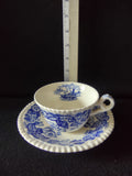 Vintage Copeland Spode Teacup Saucer Old Salem Blue Earthenware (Lot 5815)