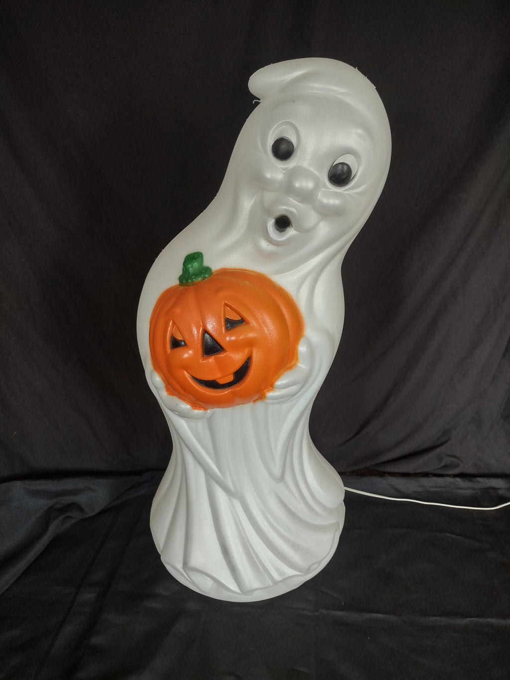 Vintage 33" General Foam Halloween Ghost Holding Pumpkin Blow Mold (lot 3254j)