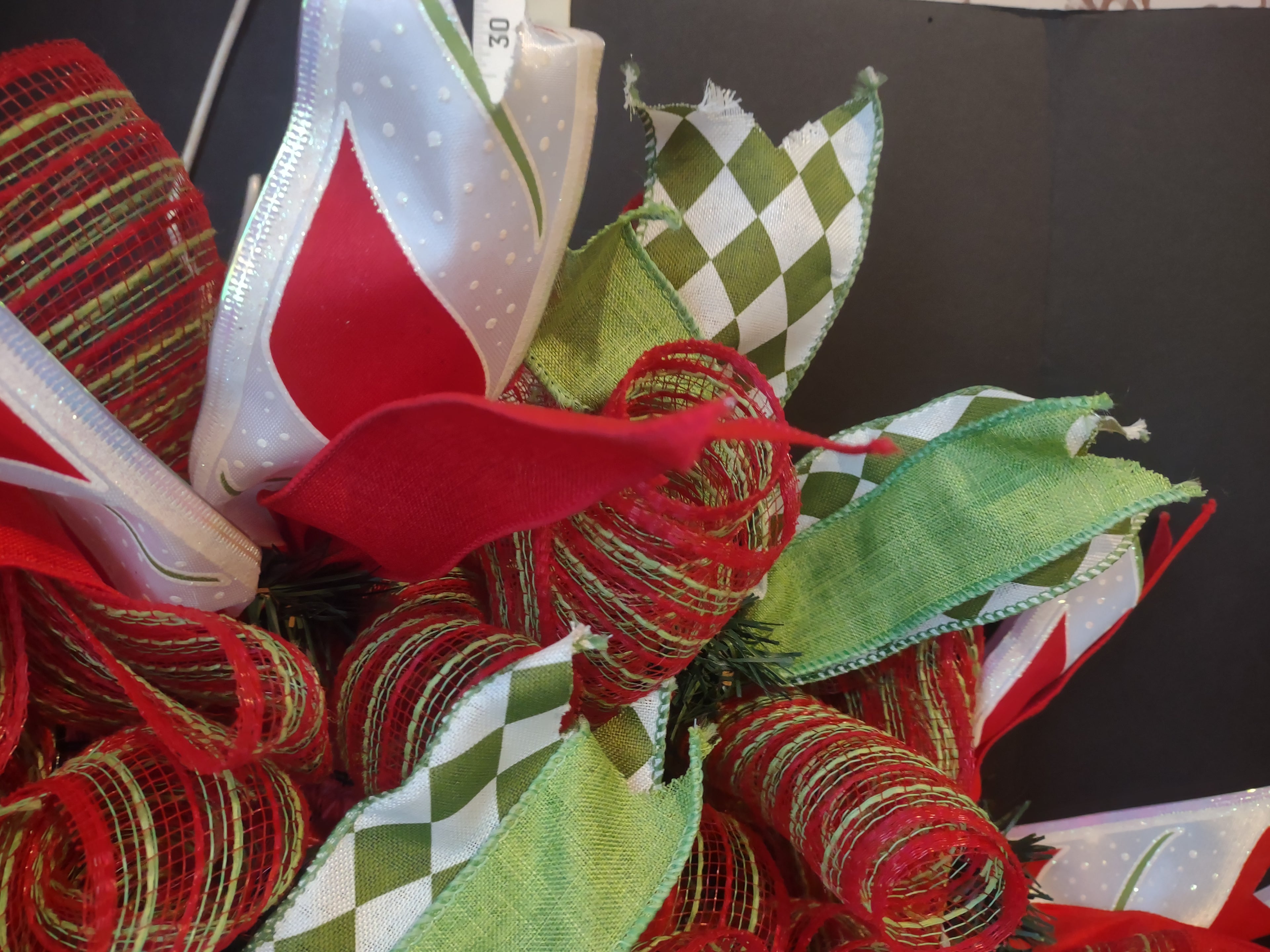 Christmas Naughty is New Nice Mesh Ribbon Wreath Handmade 22" (lot 1398)