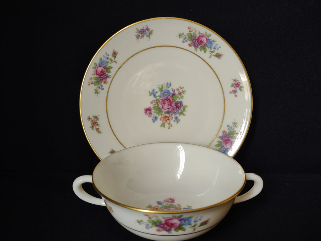 Vintage Lenox Rose L-347 Bouillon Cream Soup with Liner Gold Trim (lot 1818)