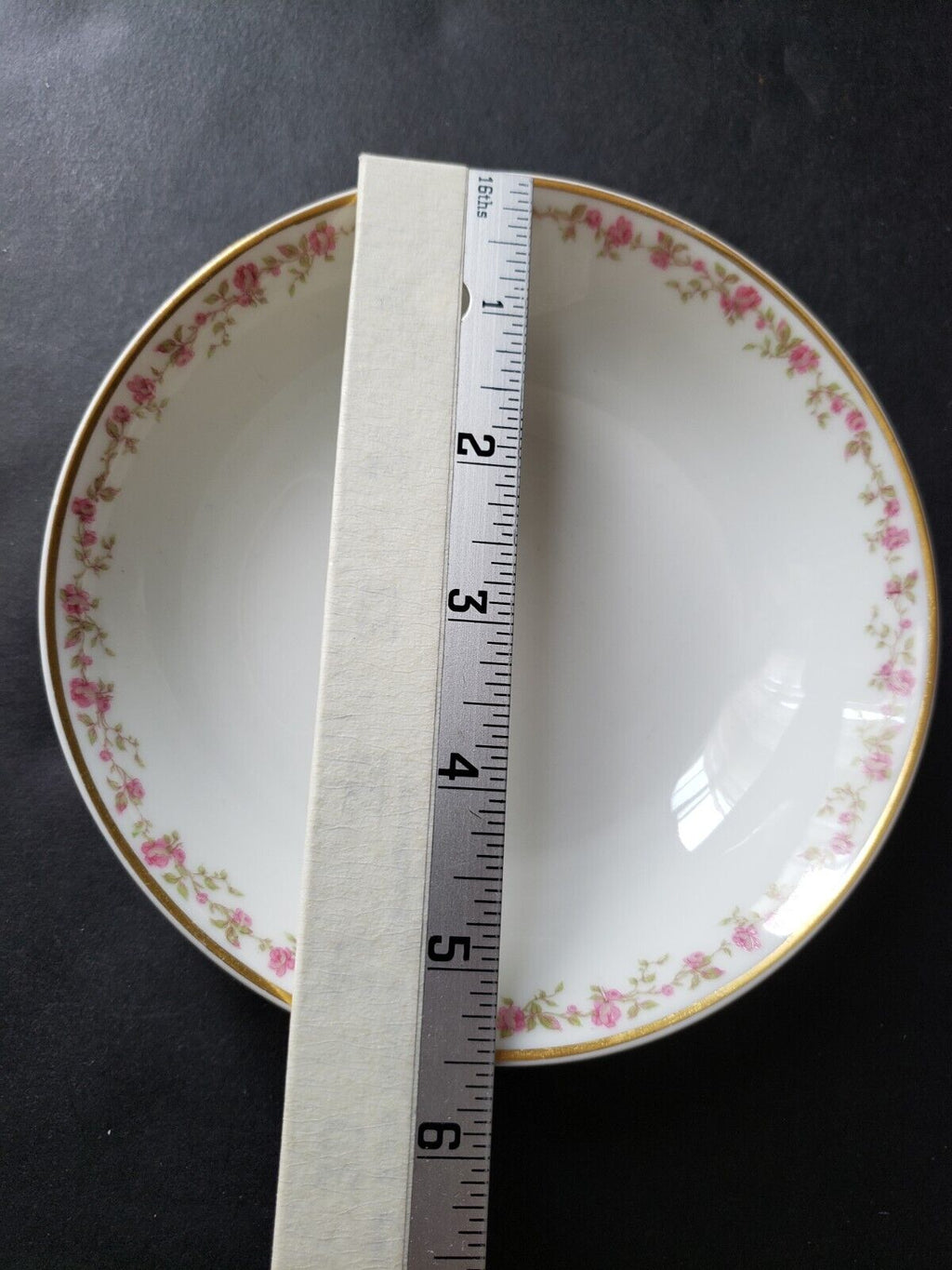Haviland Limoges France 5-1/2" Bowl Gold Trim Pink Rose Garland (lot 570)