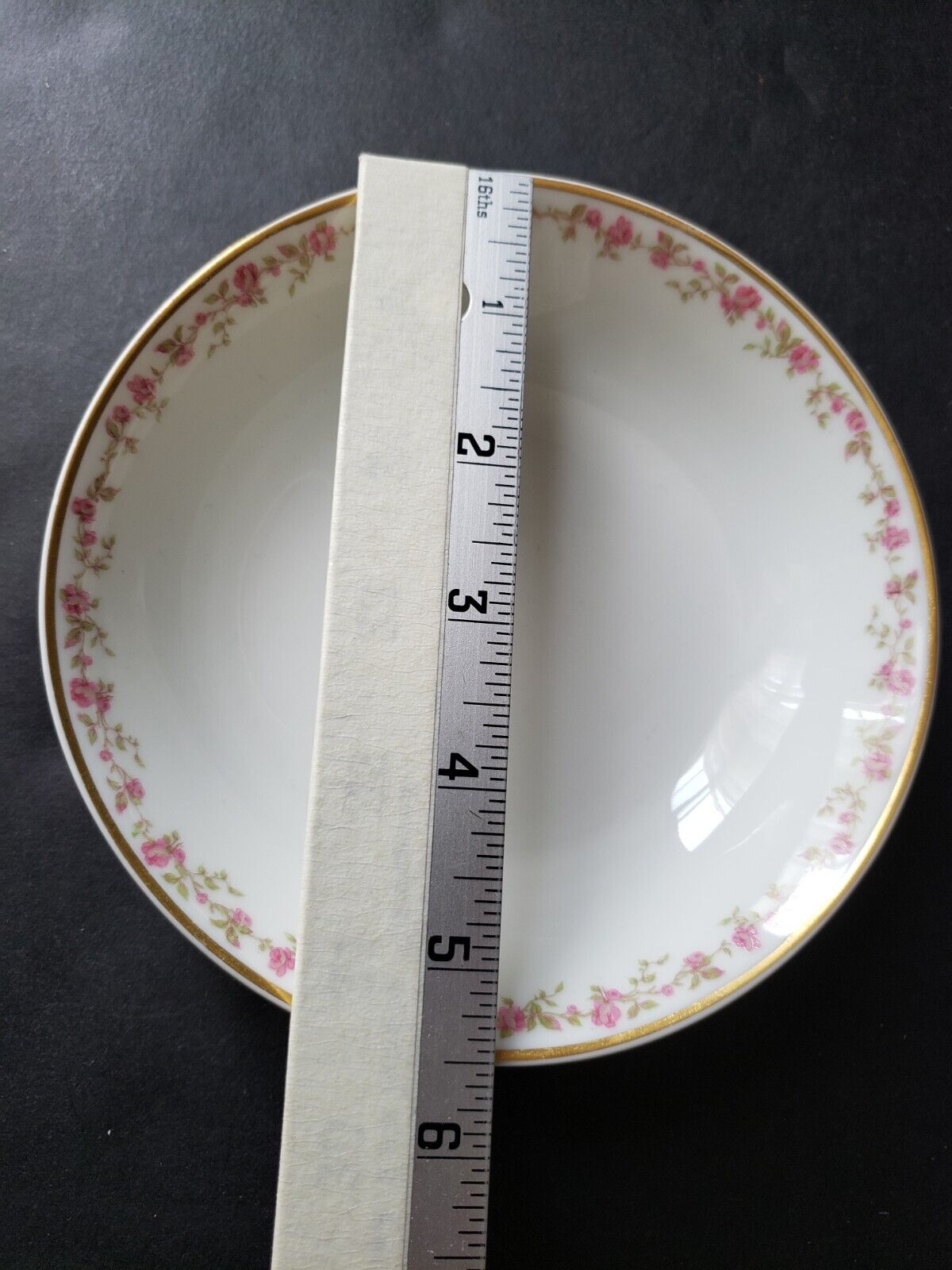 Haviland Limoges France 5-1/2" Bowl Gold Trim Pink Rose Garland (lot 570)