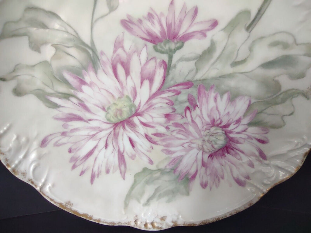 CT Germany Chrysanthemum Cake Plate Gold Trim (lot 752)
